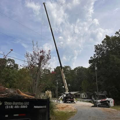 Crane staged on a neighborhood street for a job setup